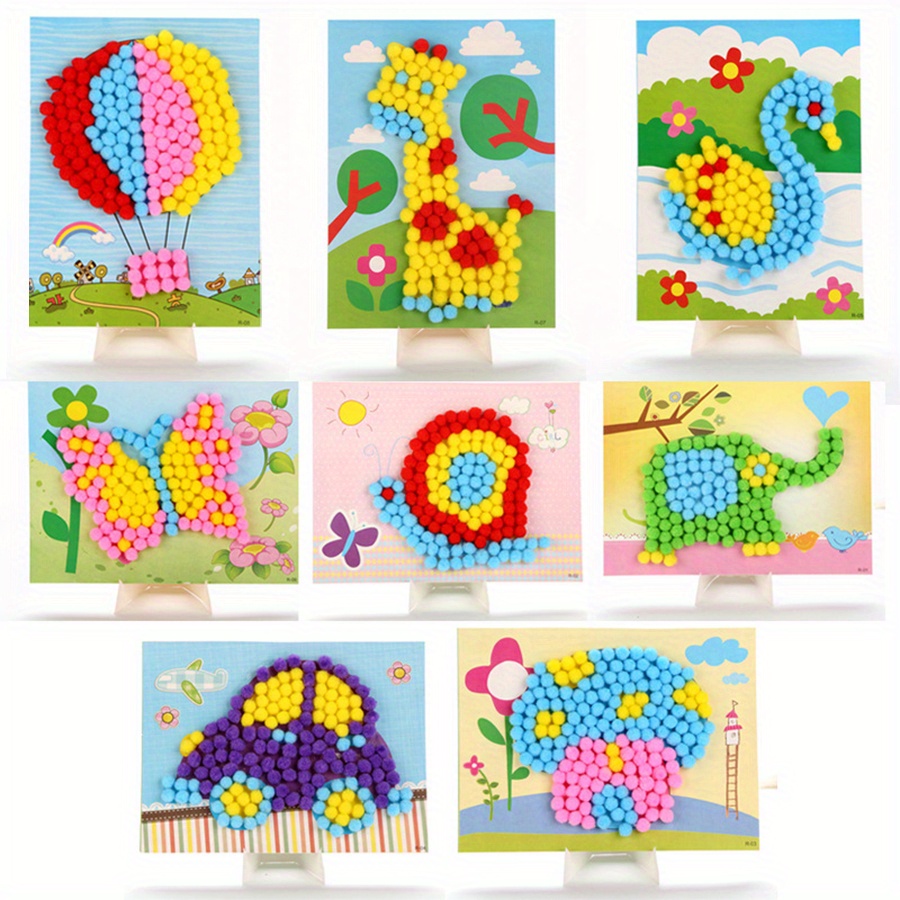 Art Craft Animals - 2 szt. 16x21cm Kolorowe Pompony Malowanie