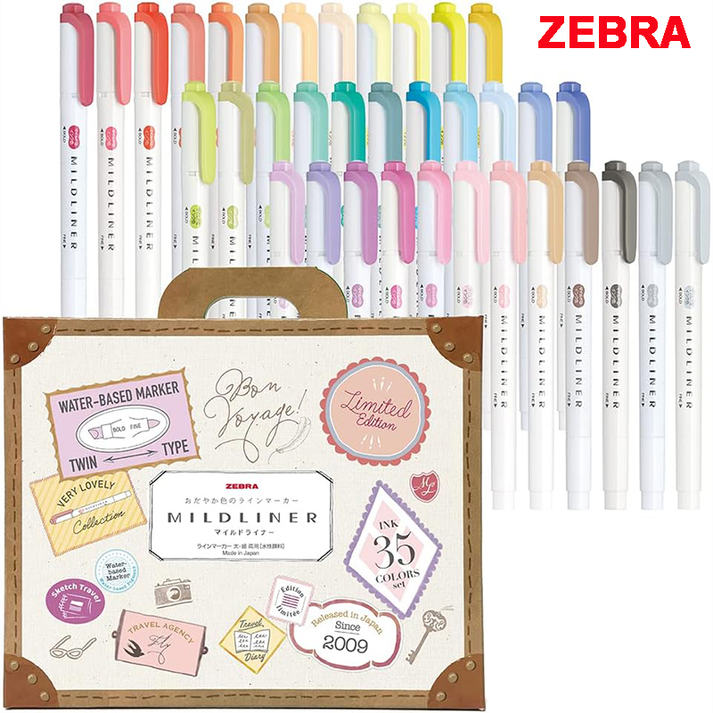 Zebra Pen Mildliner - Zebra 25/35 kolorów zestaw zakreślaczy Mildliner
