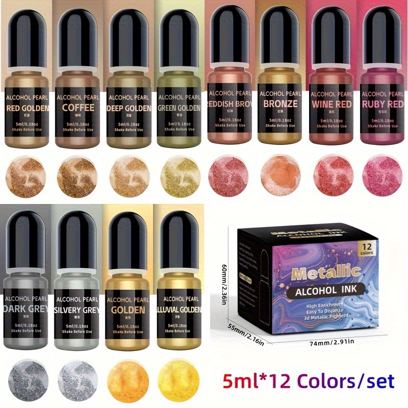 Alcohol Ink Set - Zestaw metalicznych farb do renderingu 3D
