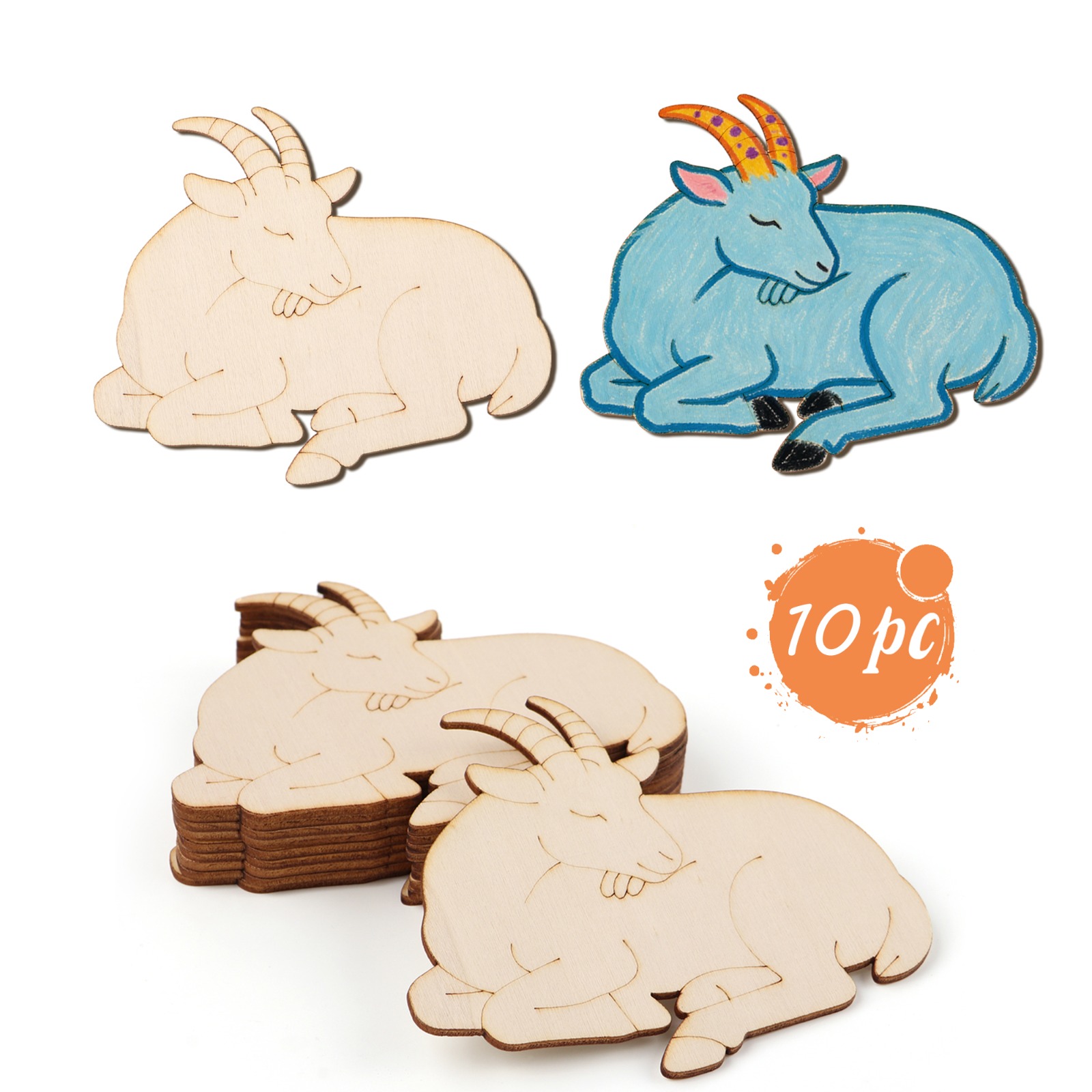 Art Craft Animals - 10 sztuk/zestaw Niedokończone drewniane ozdoby w